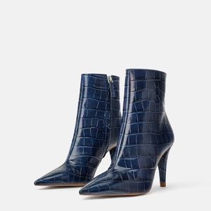 Animal Print Heeled Leather Ankle Boots